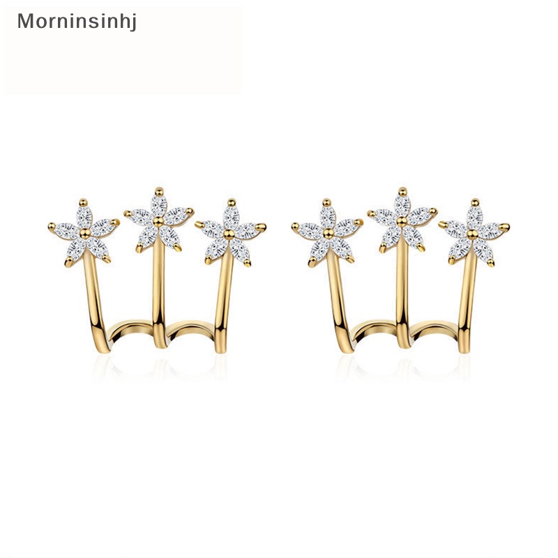 Mornin Anting Kristal Korea Untuk Wanita Perhiasan Zirkon Bunga Anting Stud Wanita id