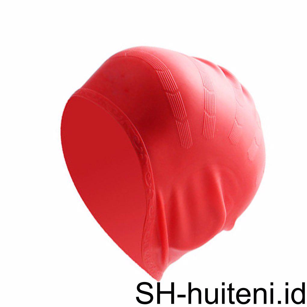 Boihon Topi Renang Silikon Wanita Panjang Swim Hat Hair Protect Cover Kuping