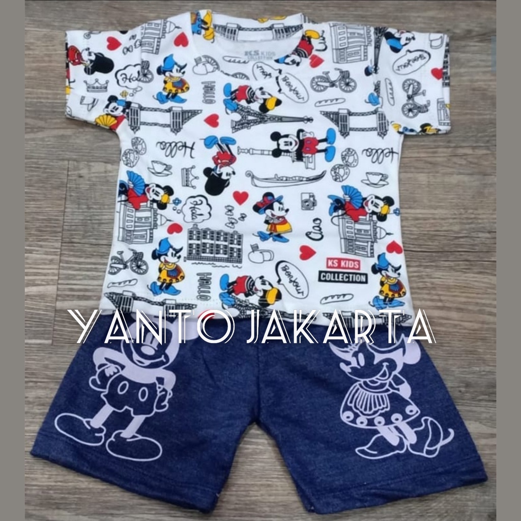 BAJU ANAK LAKI LAKI SETELAN MICKEY PARIS 1-2 TAHUN