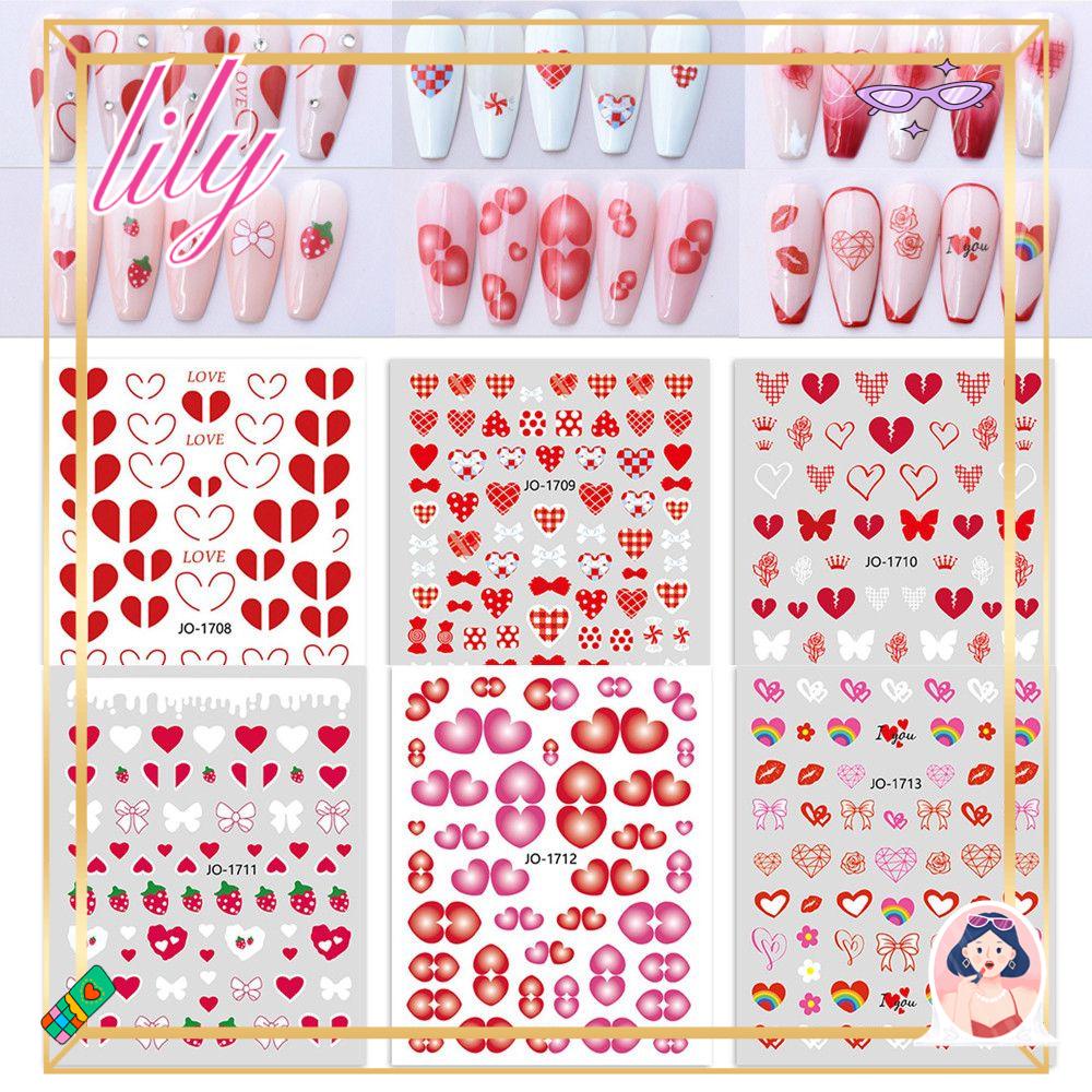 Stiker Kuku LILY Hiasan Kuku Love Hati Bunga Strawberry