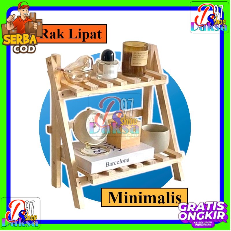 RAK SUSUN 2 KAYU LIPAT /RAK SERBAGUNA / RAK BUMBU / RAK MAKE UP