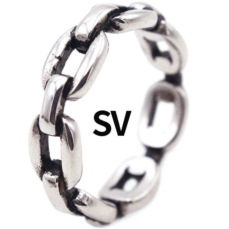 Pria Perak Cincin Baja Titanium Rantai Pesona Perhiasan Jari
