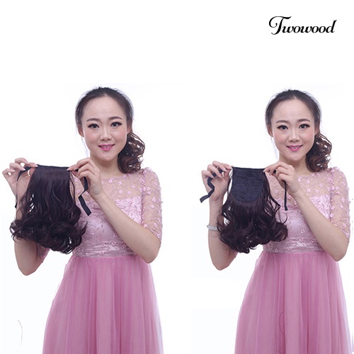 Twowood Fashion Wanita Bergelombang Keriting Palsu Ponytail Klip Rambut Ekstensi Sopak Wig