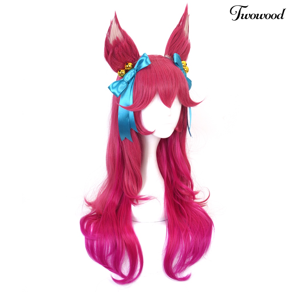 Twowood Spirit Blossom Ahri Panjang Keriting Gradien Wig Rambut Palsu Pesta Cosplay Sopak