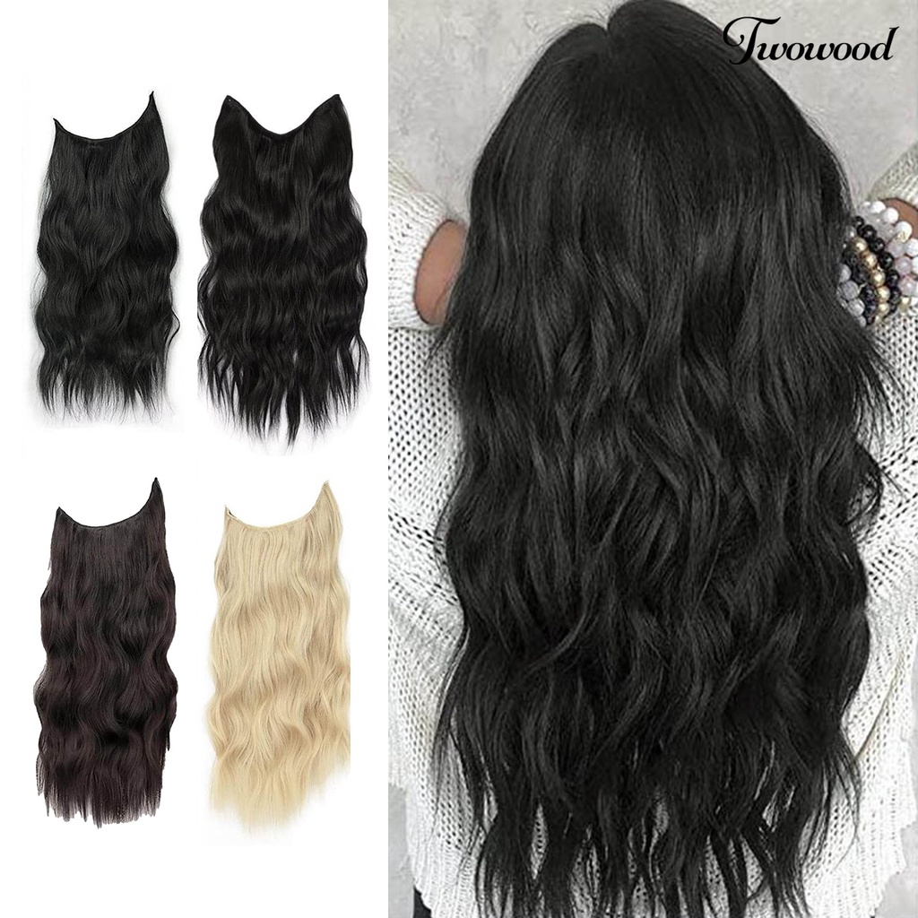 Twowood Wig Piece Tanpa Jejak Non-Simpul Berbulu Alami Menebal Rambut Ikan-Garis Gaya Eropa Dan Amerika Mulus Keriting Wig Wanita Digunakan