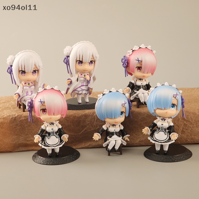 Xo 6Pcs Kehidupan Di Dunia Yang Berbeda Dari Zero Model Patung Anime Rem Apron Maid Dress Up Figure Patung Mainan Boneka Ornamen Desktop OL