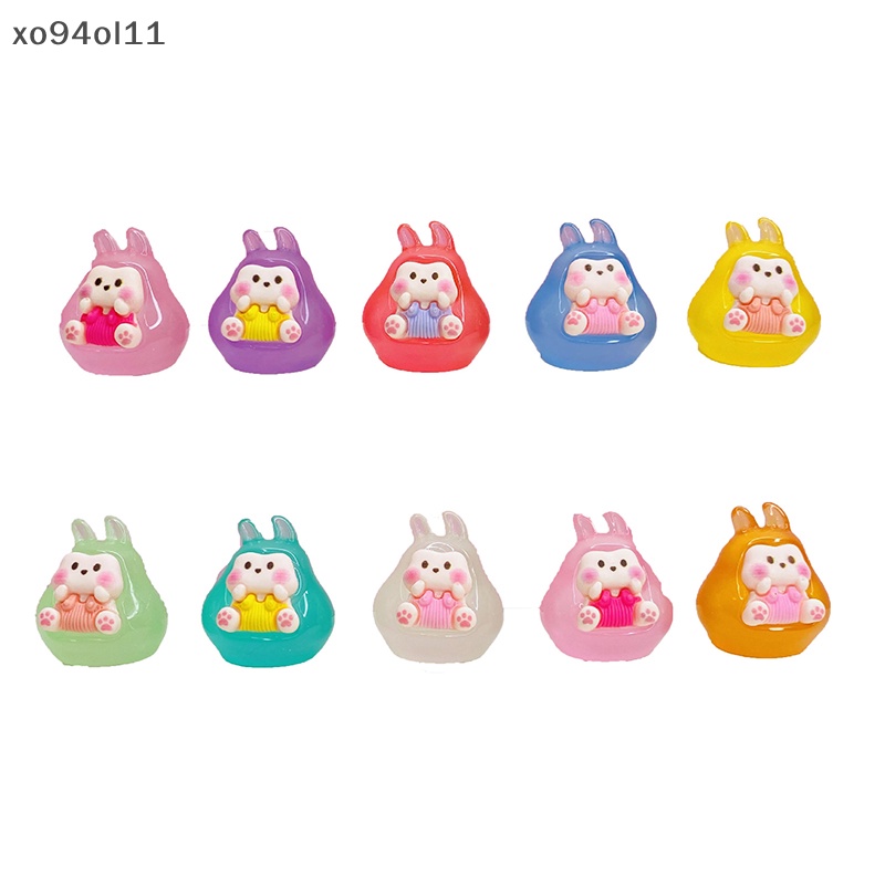 Xo 1Pc Luminous Kiki Ornamen Kartun Kelinci Boneka Bunny Micro Landscape Dekorasi Rumah Boneka Miniatur Mainan OL