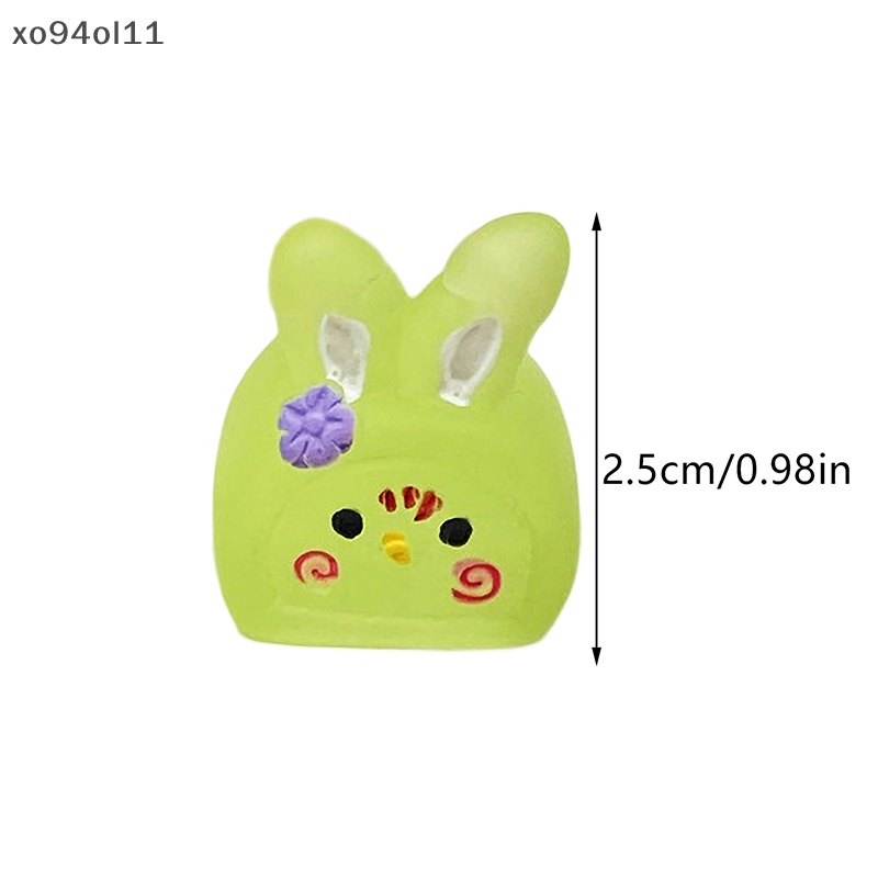 Xo 2Pcs Ornamen Kelinci Bercahaya Mini Warna Kartun Bunny Doll Micro Landscape Dekorasi Rumah Boneka Miniatur Mainan OL