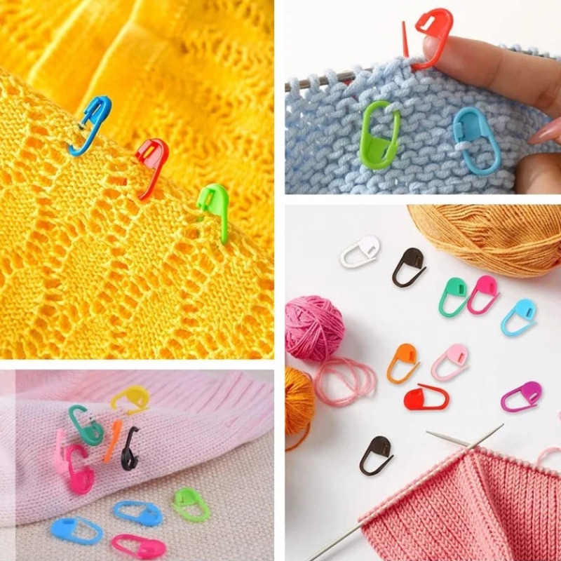 50pcs Klip Crochet Kecil Plastik Warna Campur Locking Stitch Marker Alat Rajut Sweater Jarum Pin Kait DIY Alat Jahit