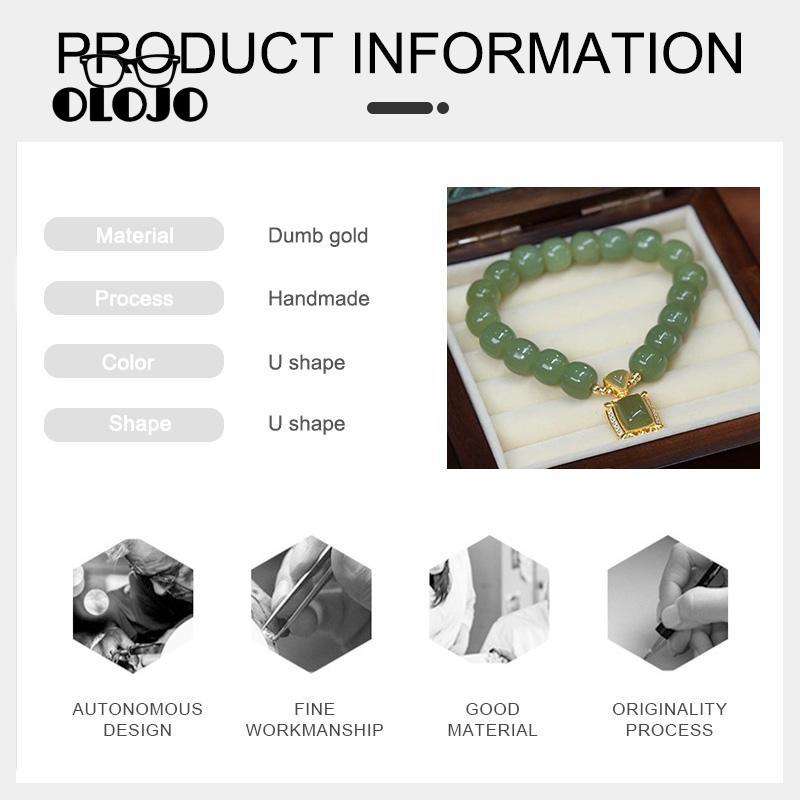 [Olojogrosirgelang Giok Hetian Imitasi Alami Gelang Desain Niche Retro Elegan
