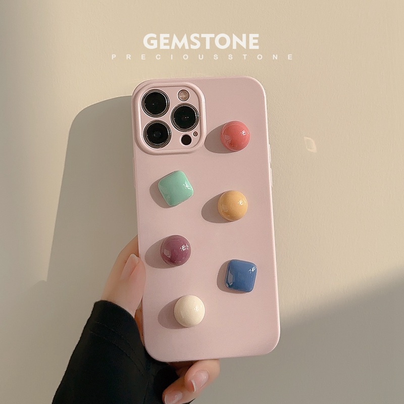 Fashion Colorful Gemstone Soft Silicon Case iP iPhone 14 + Plus 11 12 13 Pro Max Cream FTD Girl Woman Casing Apple