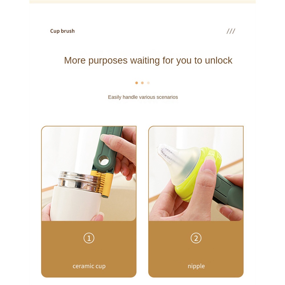Brush 5 In 1 Sikat Cangkir Celah Kombinasi Sikat Dekontaminasi Pegangan Panjang Penutup Cangkir Celah Alur Multi-fungsi Sikat Pembersih Cangkir Alat Bersih