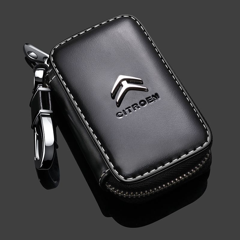 Citroen Car Key Case Kulit Asli Car Smart Key Chain Gantungan Kunci Pengait Logam Untuk Citroen C1 C3 C4 C5 C8 xsara picasso DS5 Aksesoris