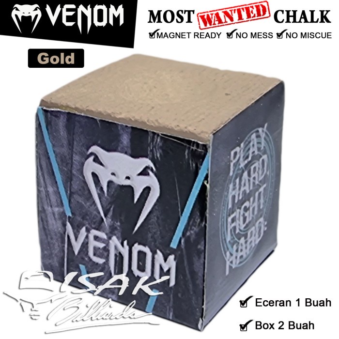 Venom Chalk Gold - Magnet Billiard Chalks Kapur Cuk Eceran Box - Eceran 1 Buah