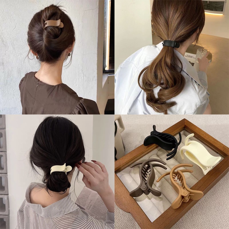 Korea Warna Solid Buram Klip Rambut Fashion Sederhana Tinggi Ponytail Jepit Rambut Aksesoris Rambut Wanita