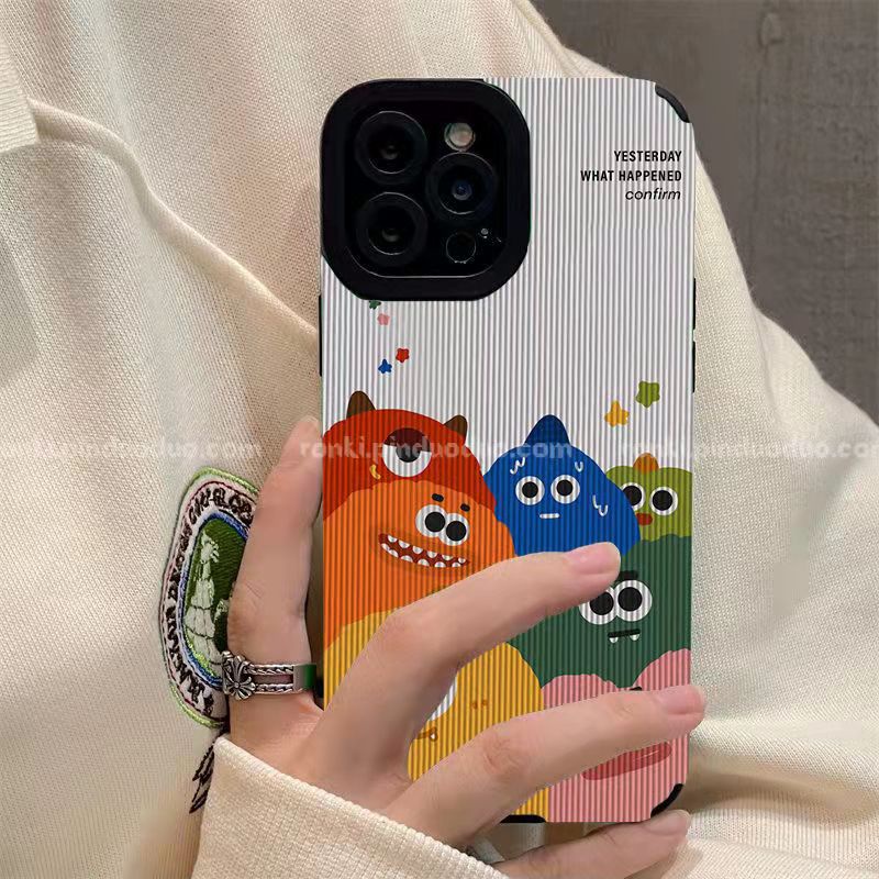 【Lamb Skin】SoftCase for IPhone 6S 7 Plus 8 Plus X XS XR XS Max 11 13 12 14 PRO Max 14 Plus 12 13 MINI Phone Case White Cartoon Monster Cute Casing hp iphone 14 pro max