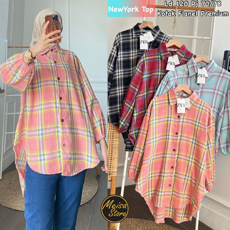 NEW YORK TOP BLOUSE ORI MEISA | Ld120 Flanel Premium