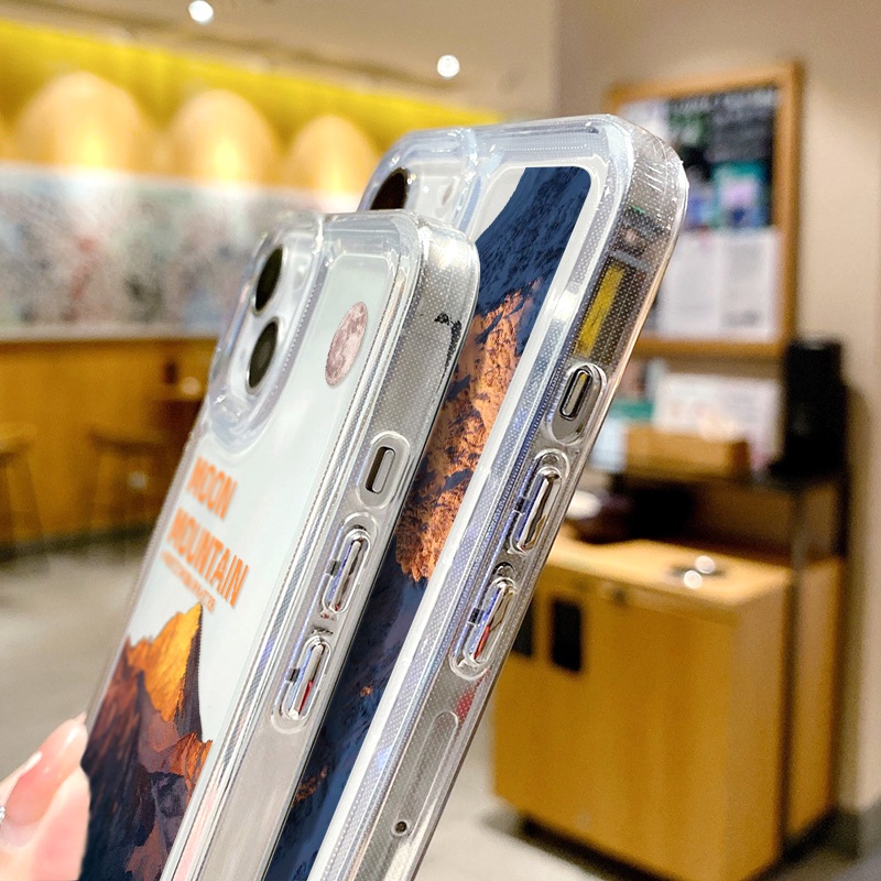 Moon Mountain Case Untuk Samsung A11 EU A12 A13 A14 A10 A10S A20 A21 A22 A23 A20S A30 A02 A03 A50 A51 A52 A53 A54 A31 A32 A33 A34 A04 A73 A72 A71 S10 Akrilik Space TPU Penutup Belakang