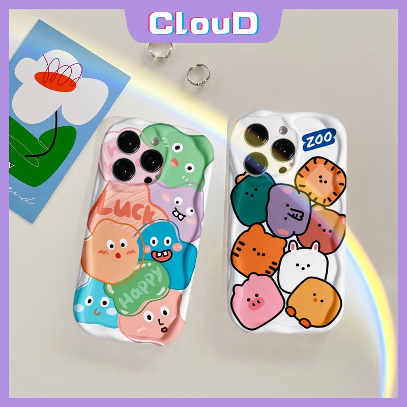 Case Untuk Realme C12 C21 C17 C2 C20 C20A C3 C1 C31 5 7i 6i 5i 9i 5s C35 C33 C30 C15 C55 C25 C11 C21Y C25s C25Y Hewan Lucu Lembut 3D Bergelombang Melengkung Tepi Kartun Graffiti Monster Case