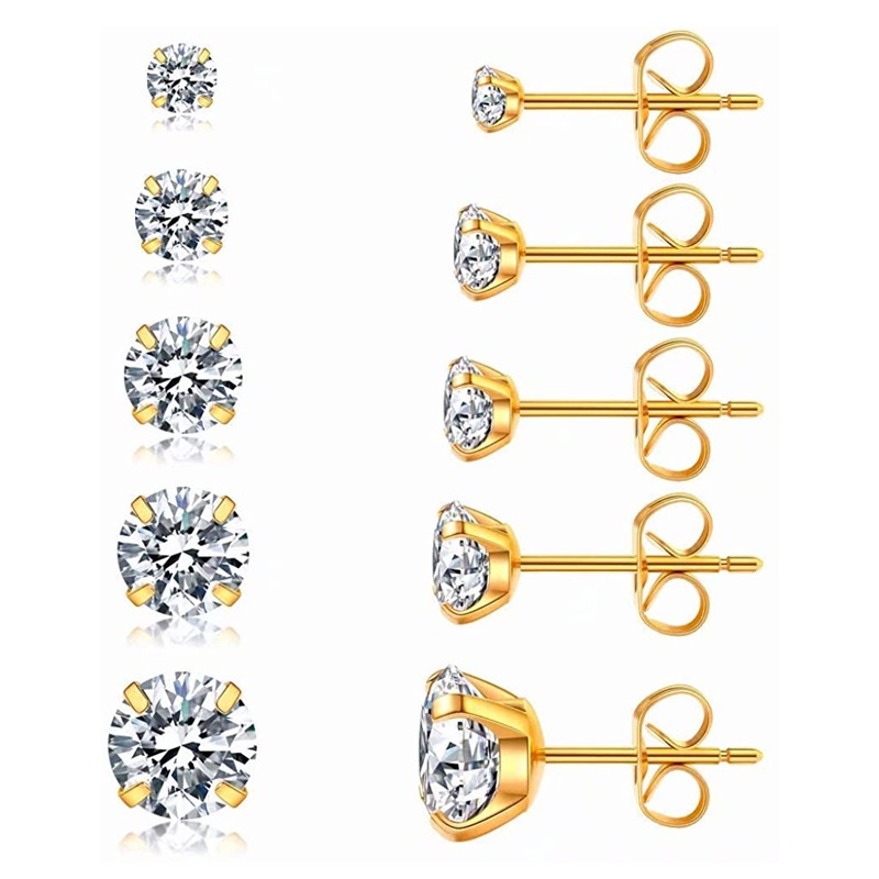 12biji Set Anting Penjualan Panas Sederhana Berlian Anting Set Fashion Anting Kecil Anting Produsen Ready Stock Grosir