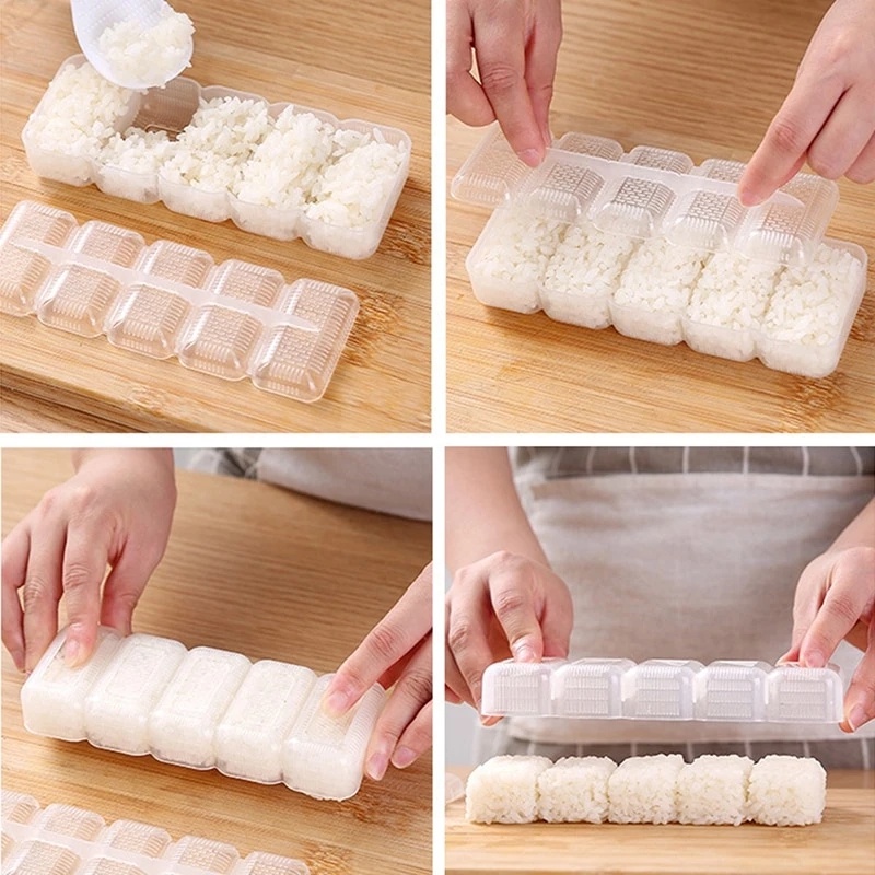 5roll Alat Makan Cetakan Sushi /DIY Dapur Rice Ball Non Stick Press Kotak Penyimpanan