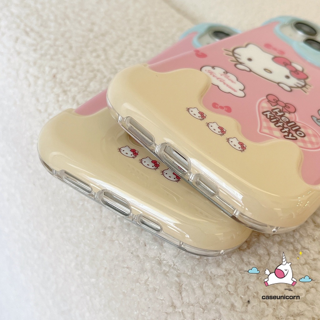 IPHONE 3d Warna Ice Cream Kartun Hello Kitty Pochacco Doodle Phone Case Kompatibel Untuk Iphone11 13 XR 12 14 Pro Max 7Plus X7 8 Plus XS Max SE 2020lucu Kirby Lembut TPU Cover