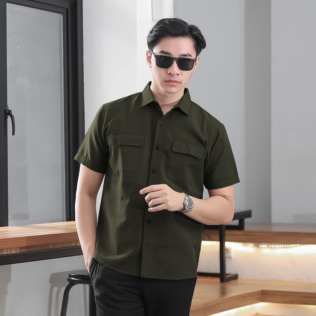 BROGUY Kemeja Pria Lengan Pendek Two Pockets