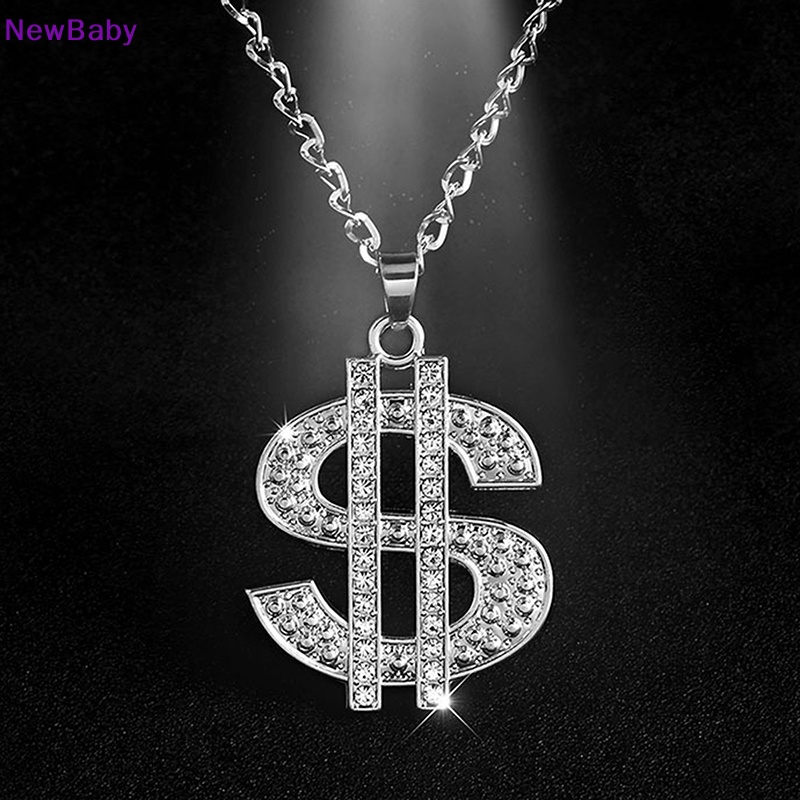 Newbaby Kalung Rantai Hip Hop Rap Penyanyi Uang Dolar Tanda Liontin Kalung Untuk Wanita ID