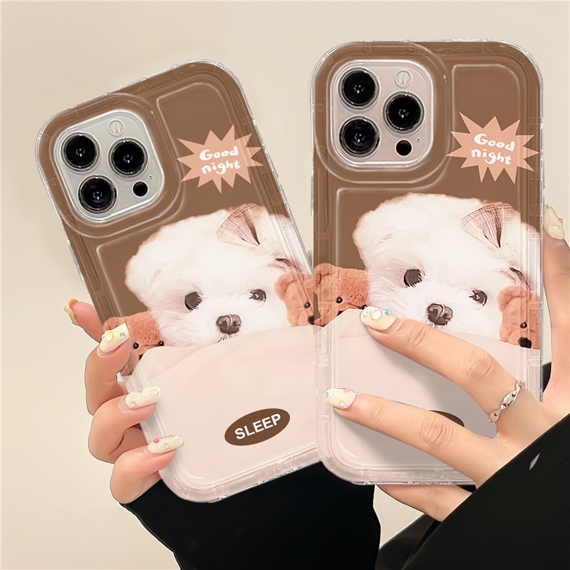 IPHONE Casing Ponsel Lembut Anjing Lucu Kompatibel Untuk Iphone14 13 11 12 Pro XS Max X XR 78 Plus Casing TPU Silikon Shockproof Cover