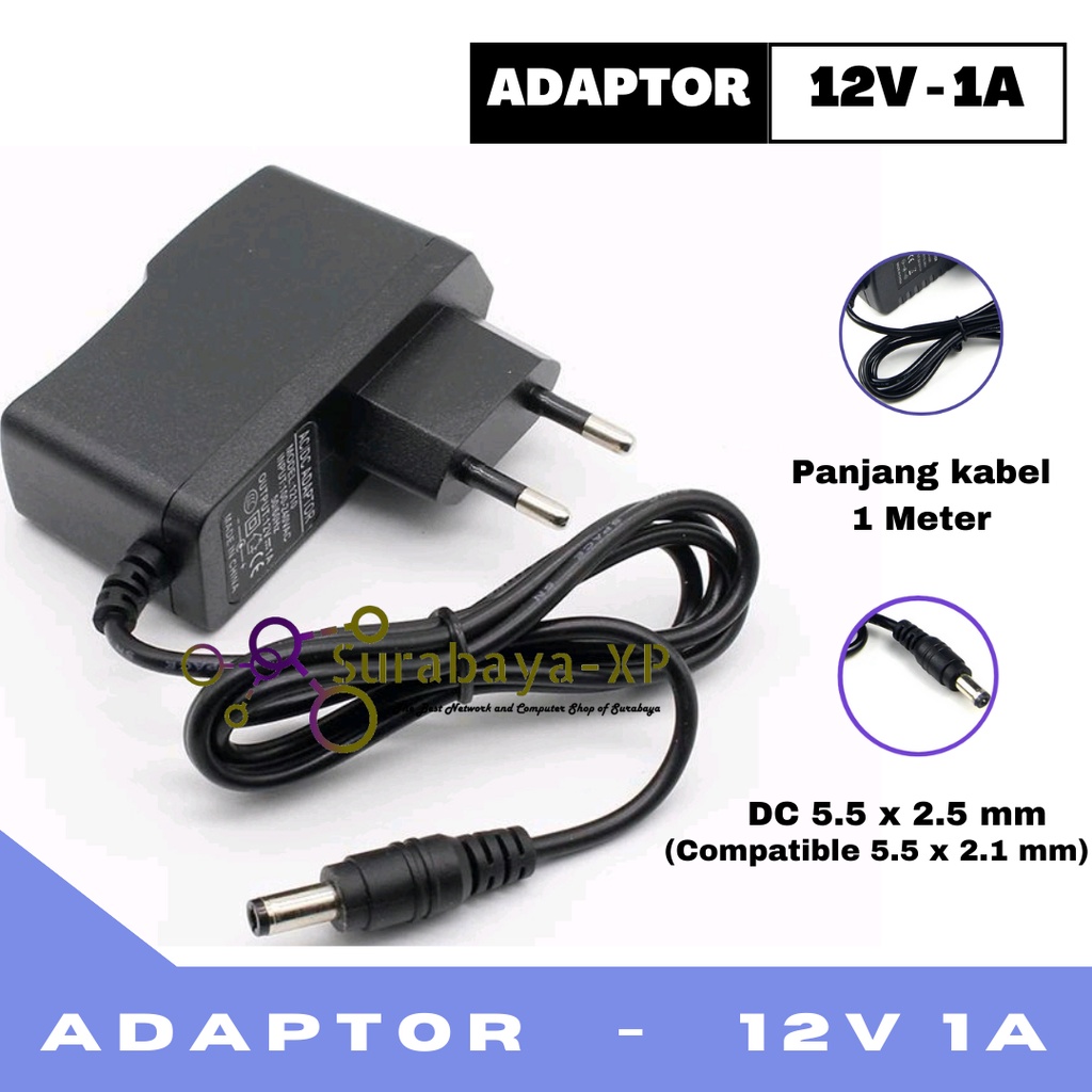 Adaptor 12V 1A / 12 Volt 1 Ampere