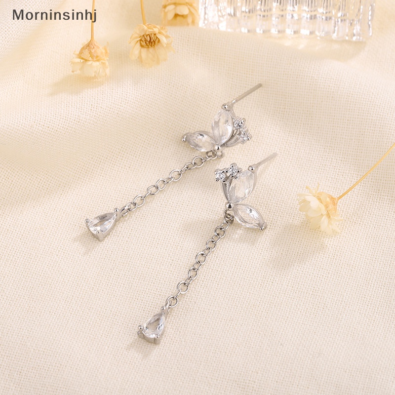 Mornin Fashion Kupu-Kupu Rumbai Drop Anting-Anting Untuk Wanita Trendi Zirkon Mengkilap Menjuntai Anting Perhiasan Gadis Hadiah Pesta id