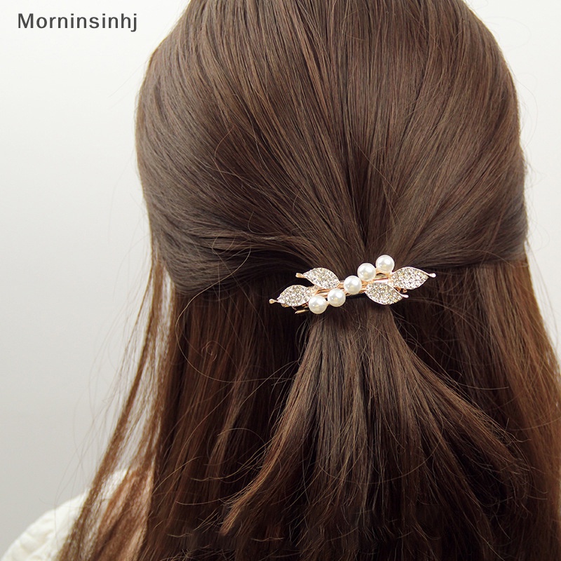 Mornin Kristal Mutiara Jepit Rambut Ponytail Spring Clip Untuk Wanita Aksesoris Perhiasan Rambut Berlian Imitasi Jepit Rambut Elegan Hair Barrette id