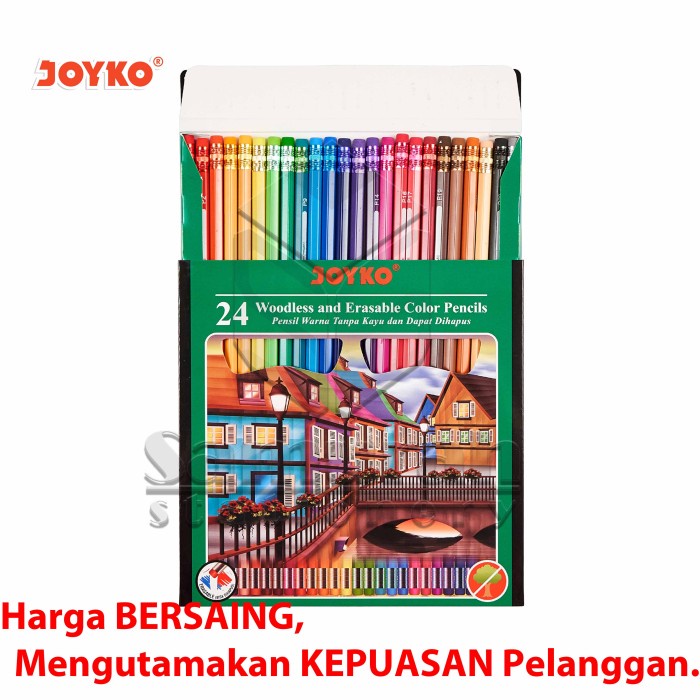 

Pensil Warna Joyko CP 115 24 Warna Panjang Bisa Hapus Erasable CP-115