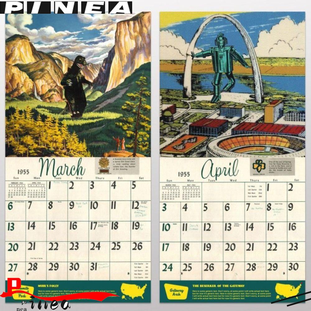 Kalender Hewan Dinosaurus Nanas Hadiah Tahun Baru Kalender Kantor Seni Dekorasi Rumah Dapat Digantung Jadwal Dinding Kalender Gantung