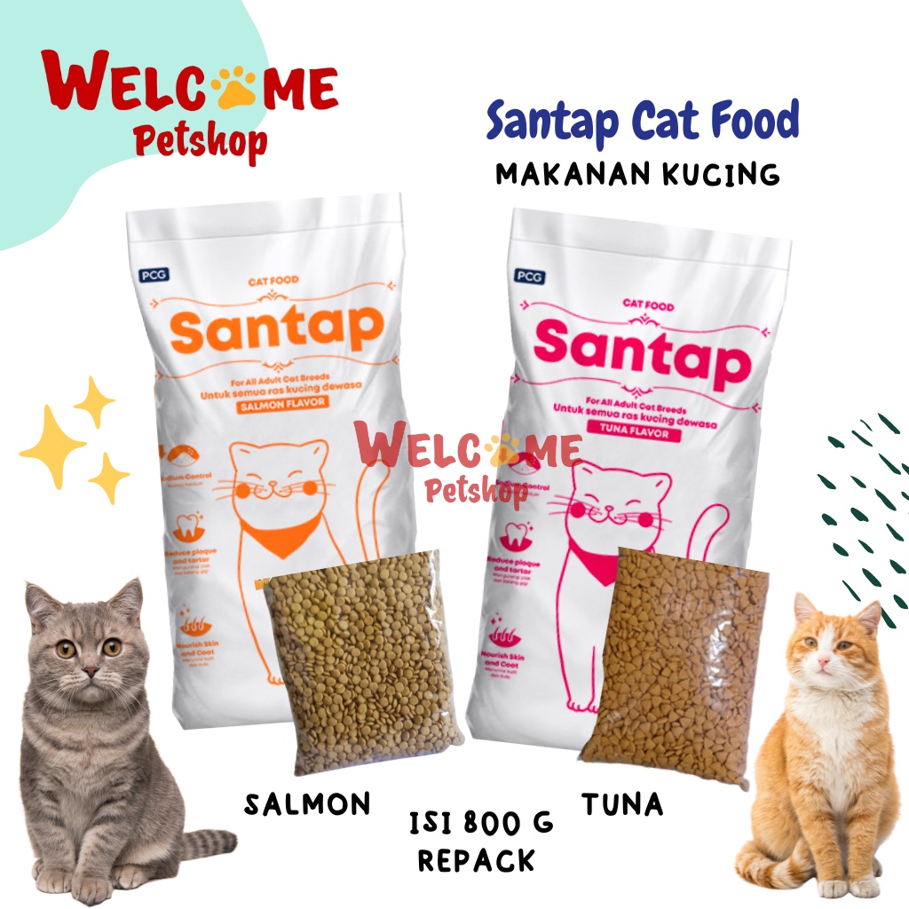 Santap 800g Makanan Kucing Cat Food Dry Food Tuna Salmon Enak Wangi