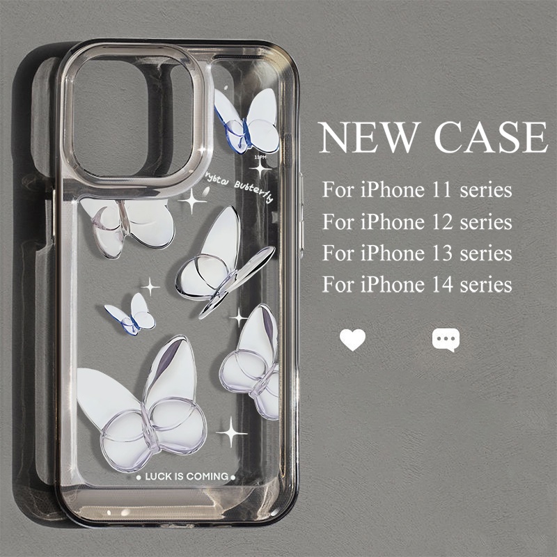 Casing Kupu-Kupu Kristal Untuk IPhone Kompatibel6 7 8 6Plus 7Plus 8Plus 11 14 Pro Max X XS XR 11 12 13 14 Pro Pro Max SE 2020 2022 Plating Electroplated Buttons Shockproof Cover