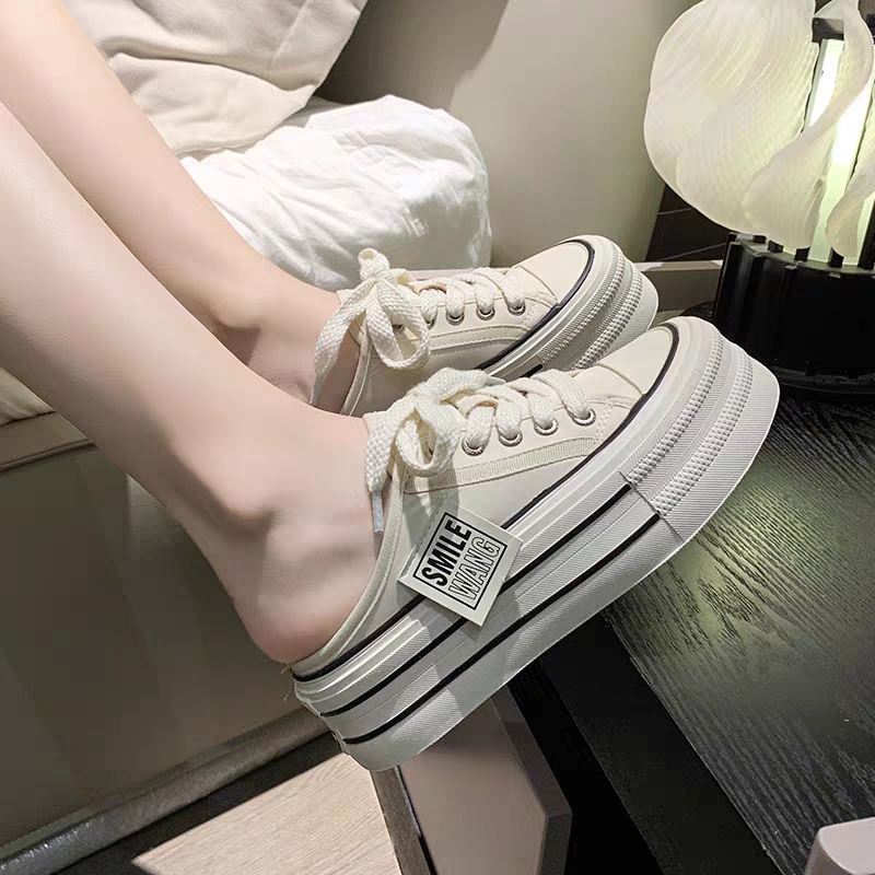 COD 789 QUINN Sepatu Sneakers Selop Wanita Import Motif Tali