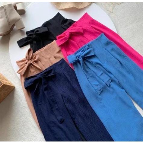 CELANA KULOT HANAMI HIGH WAIST CULLOTE CRINCLE KRINGKEL CRINGKEL WANITA REMAJA TERBARU KEKINIAN AKSEN PITA KOREAN STYLE HITS OOTD