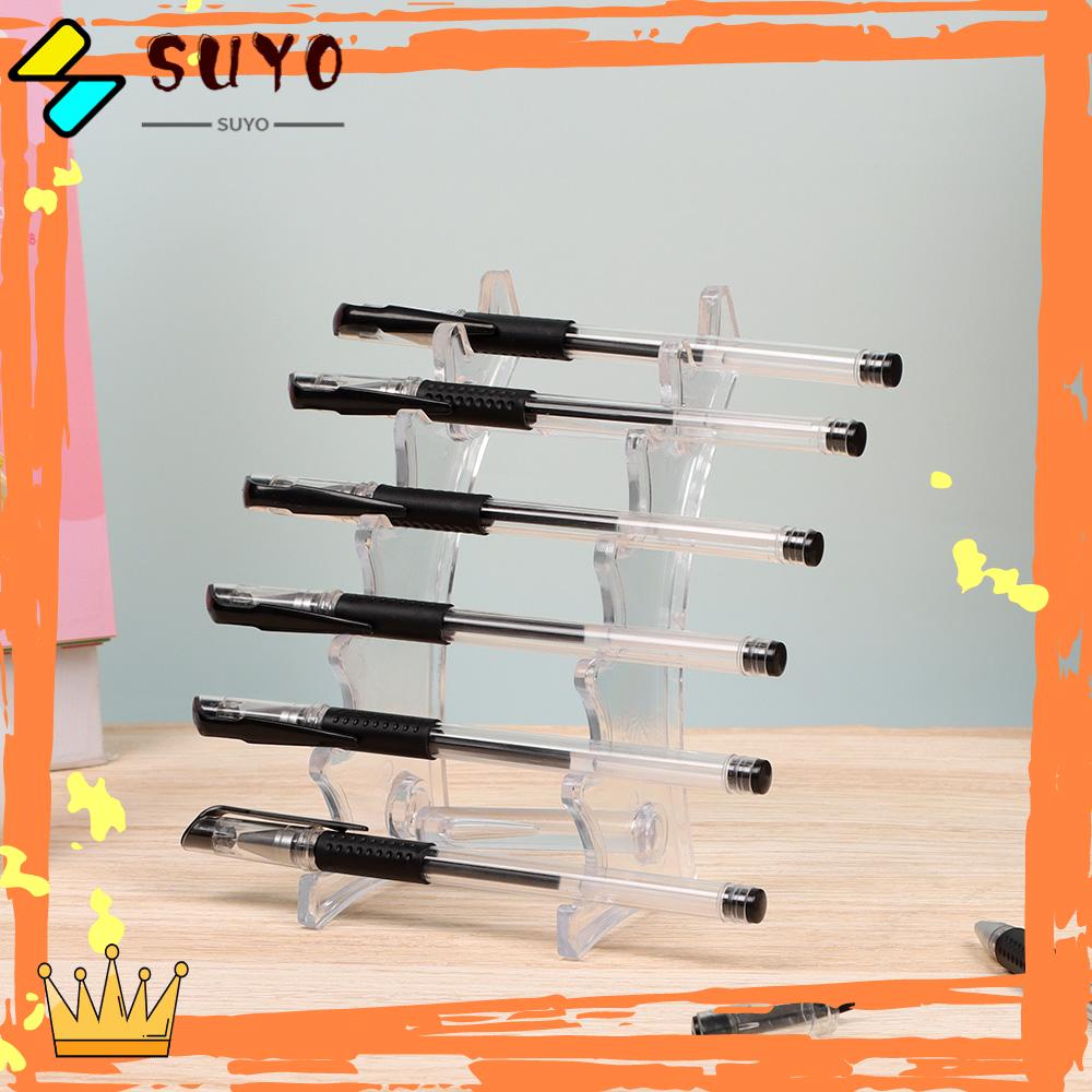 Suyo 6-Slots Clear pen organizer Brush Holder 6-Layer Stand Clear Display Berdiri