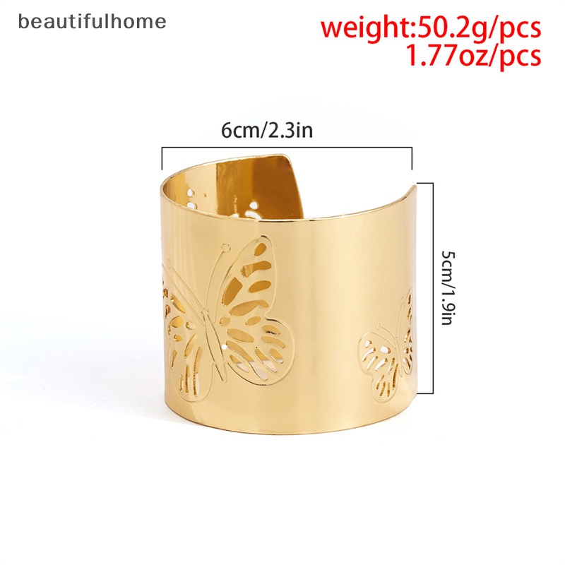 {beautifulhome} Metal Hollow Butterfly Bangles Untuk Wanita Terbuka Adjustable Lebar Manset Gelang Pesta Pernikahan Perhiasan.