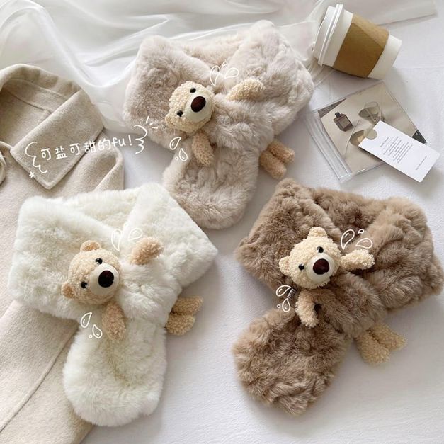 FUR SCARF BONEKA TEDDY WINTER IMPORT KIDS WOMAN SHAWL KOREAN STYLE