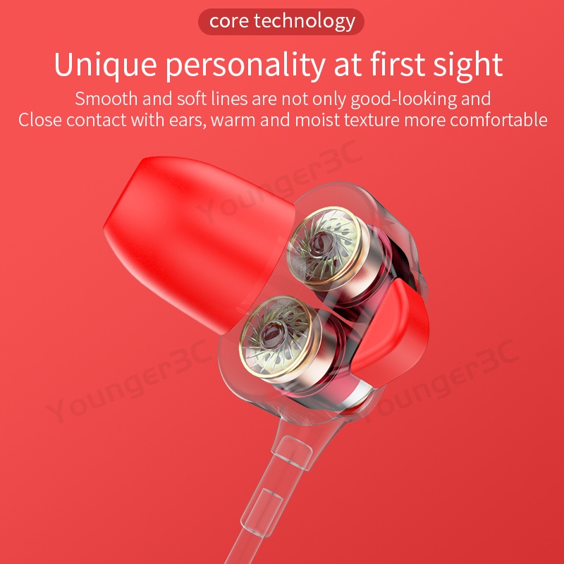 L Tekuk Plug 3.5mm Type-c Kabel Earphone In Ear Controled Bass Game Wired Headset Kontrol Volume Earbud Bass Stereo