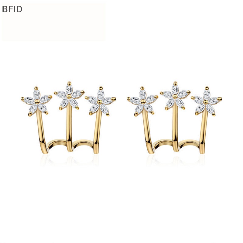 [BFID] Anting Kristal Korea Untuk Wanita Perhiasan Zirkon Bunga Anting Stud Wanita [ID]