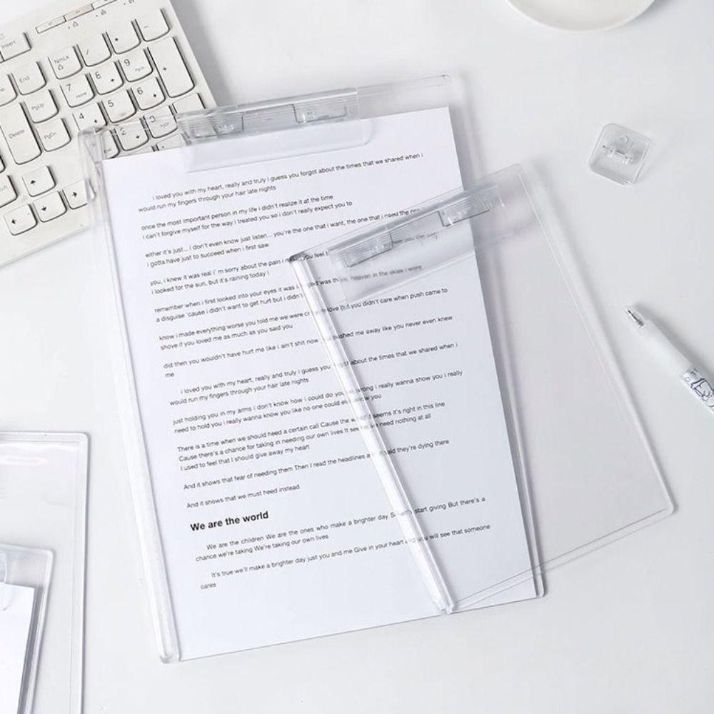 Mxbeauty Papan Klip Tulisan Portable Korean Menu Folder Transparan File Folder Dengan Skala Graduated Paper Organizer Untuk Stationary