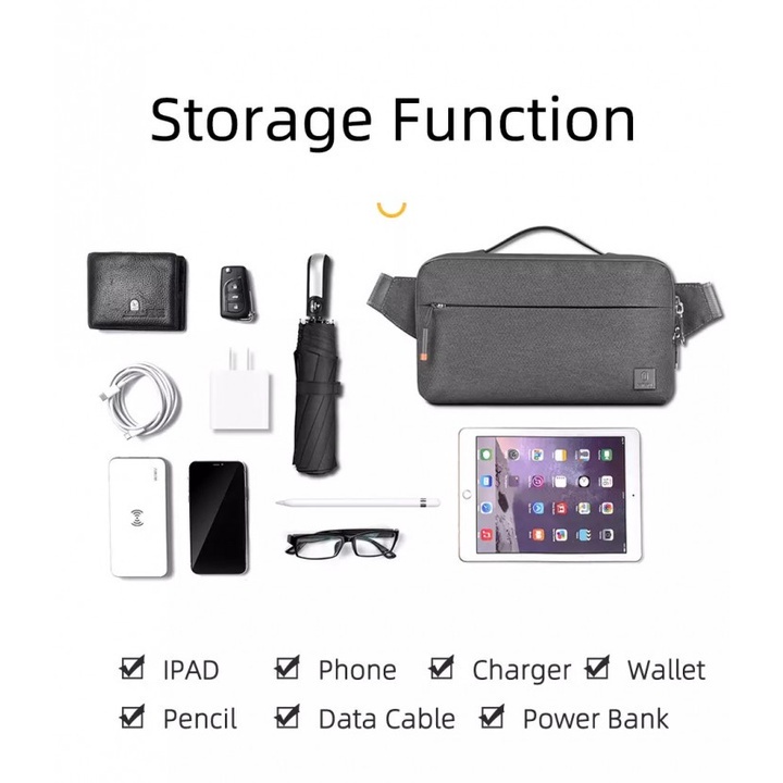 WIWU ALPHA Crossbody Bag - Tas Pinggang Travel Outdoor Multifungsi