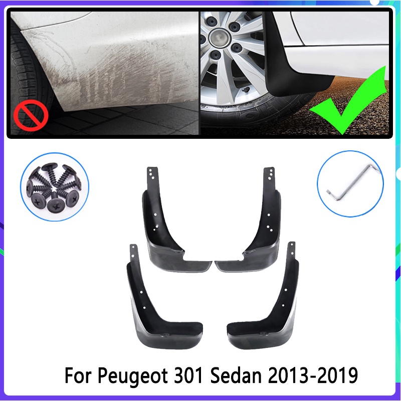 PEUGEOT 4pcs Flaps Lumpur Mobil Untuk Peugeot301 2013~2019 2014 2015 2016 2017 2018 Mudguard Splash Guard Fender Mudflaps Aksesoris Mobil