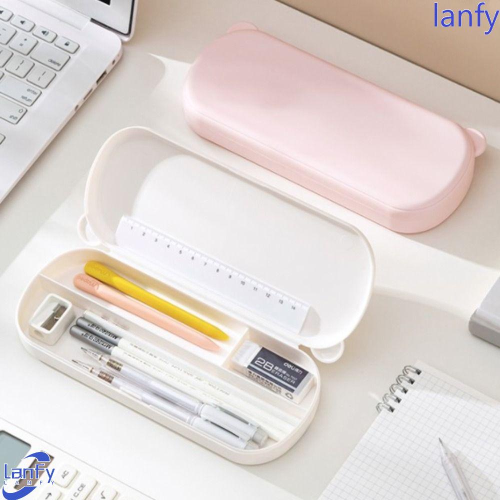 Lanfy Kotak Pulpen|Color Kawaii Morandi Color Bear Shape Desktop Storage Kapasitas Besar Siswa Stationary