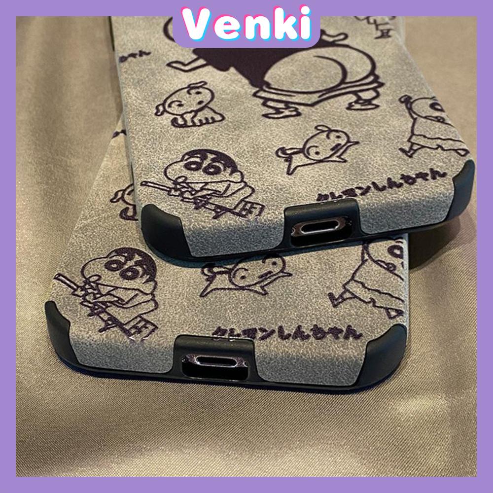 VENKI - Untuk iPhone 11 Case Leather Pupil Suede Case Soft Shockproof Case Kamera Sederhana Karakter Kartun Lucu Kompatibel dengan iPhone 14 13 Pro max 12 Pro max xr xs 7Plus 8Plus