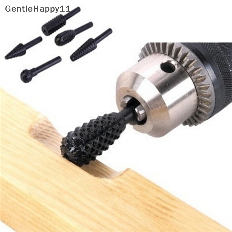 Gentlehappy 5pcs Set Rotary Burr Baja Hitam1/4 ''6mm Shank Wood Rasp Drill Bits Alat Rumah id