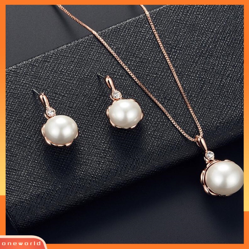 [ONR] Set Perhiasan Mutiara Dan Berlian Anting Kalung Set Perhiasan Pengantin Set